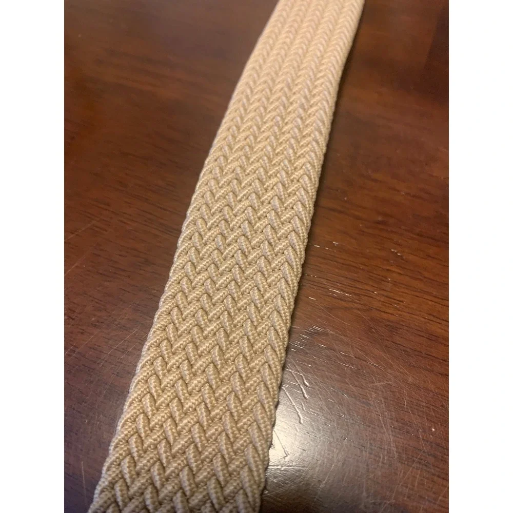 Tommy Bahama Woven Braided  Belt Khaki Tan Leather Trim L XL